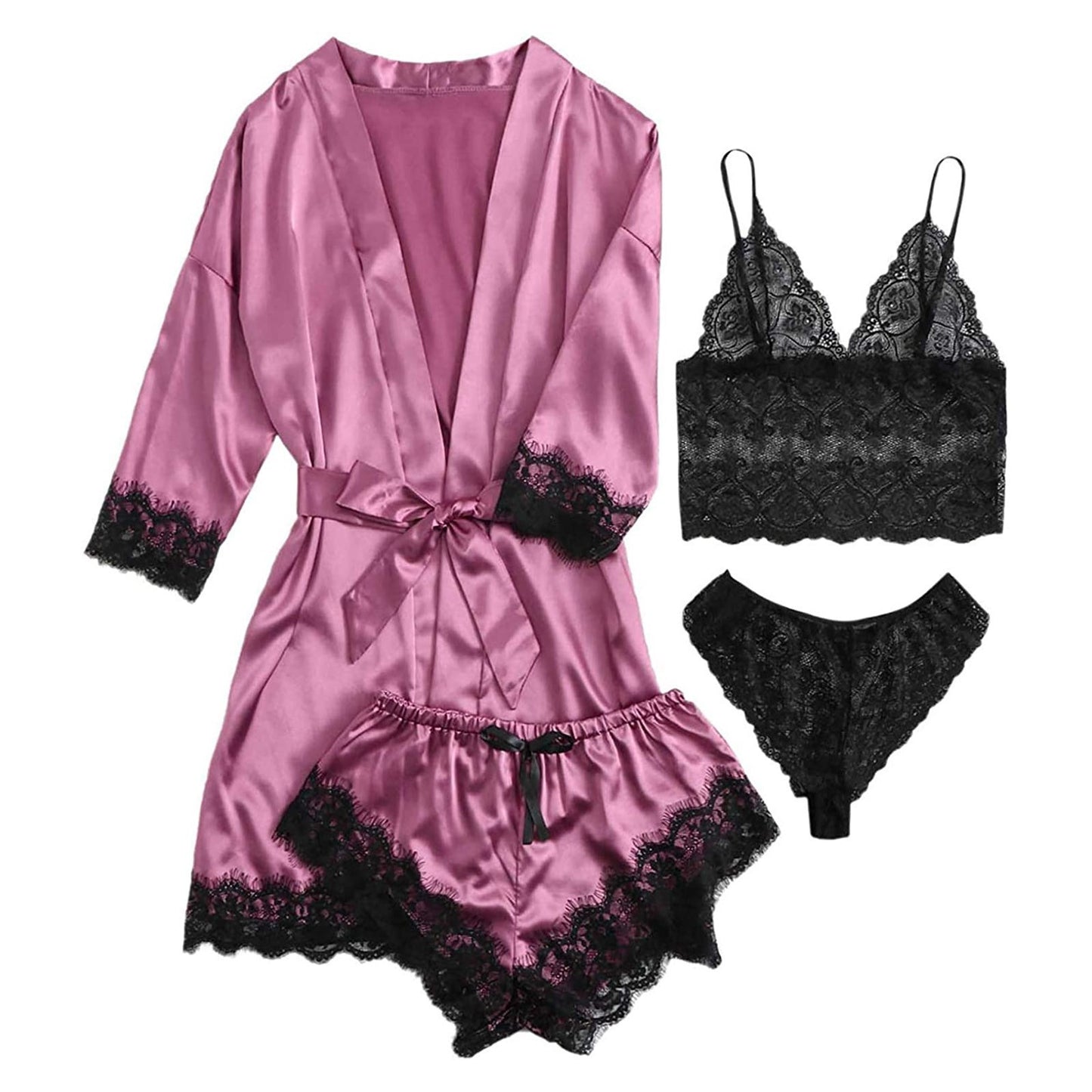 4 Pieces Silk Lounge Wear