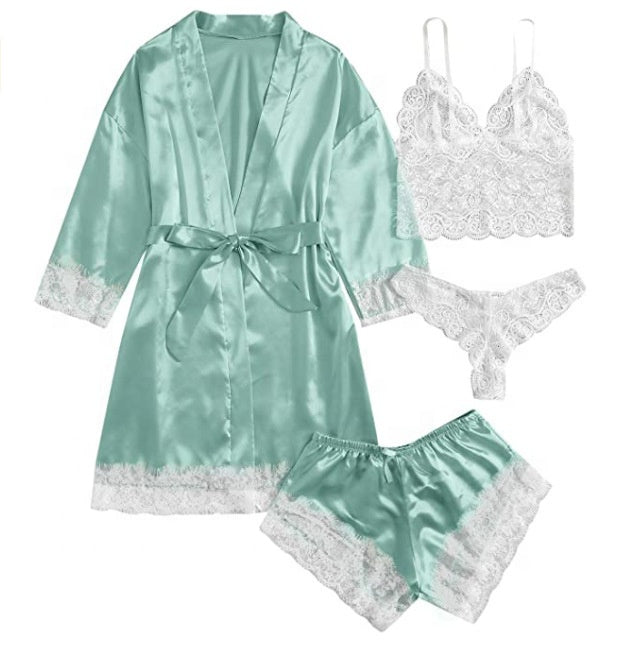 4 Pieces Silk Lounge Wear