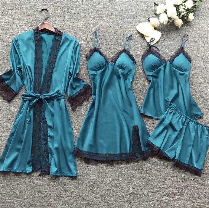 Plus Size 4 Pieces Pajama Set