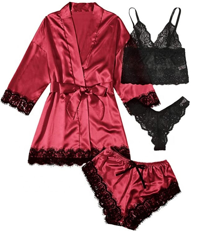 4 Pieces Silk Lounge Wear