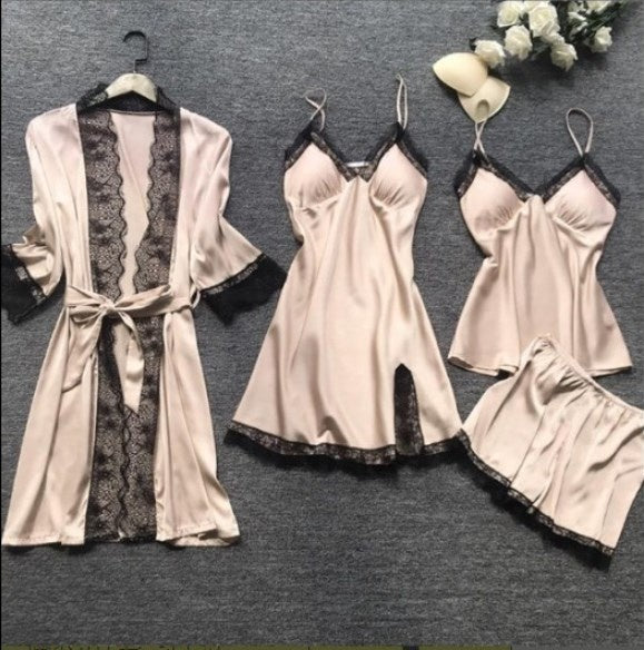 Plus Size 4 Pieces Pajama Set