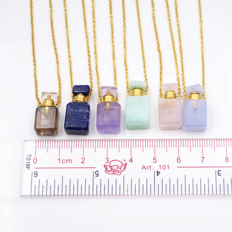 Natural Custom Gemstone Mini Bottle Pendant Necklaces
