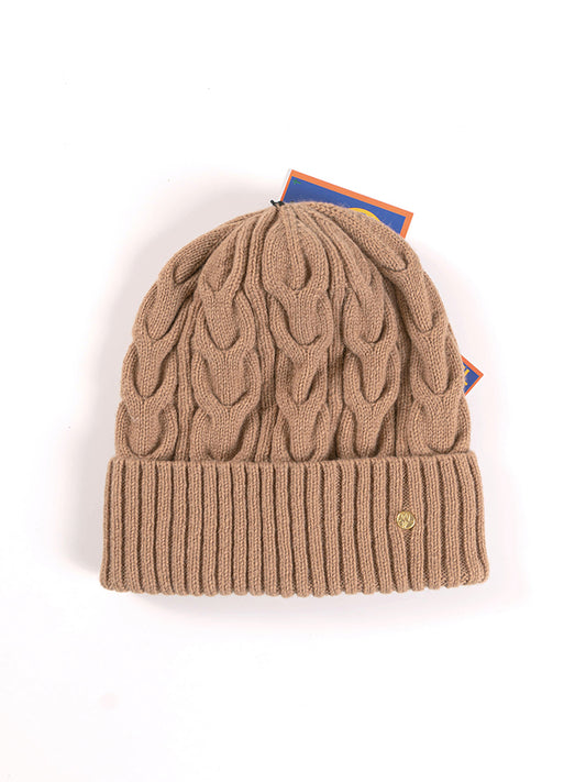 HL cashmere beanie tan cable